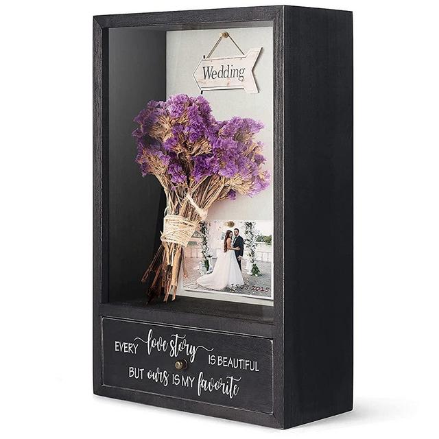 TJ.MOREE Wedding Gifts for Couple Anniversary - Every Love Story is Beautiful but Ours is My Favorite Wedding Shadow Box Picture Frame Engagement Gifts Bride and Groom Gifts