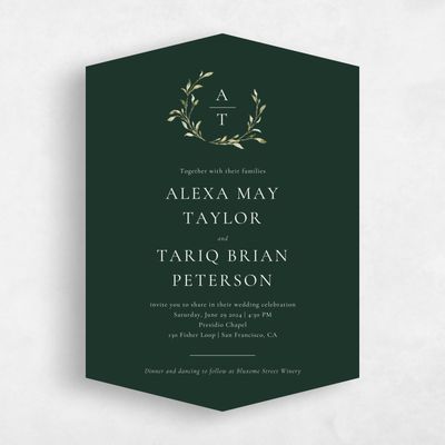 Green Diamond Wedding Invitation - Somerset Portrait