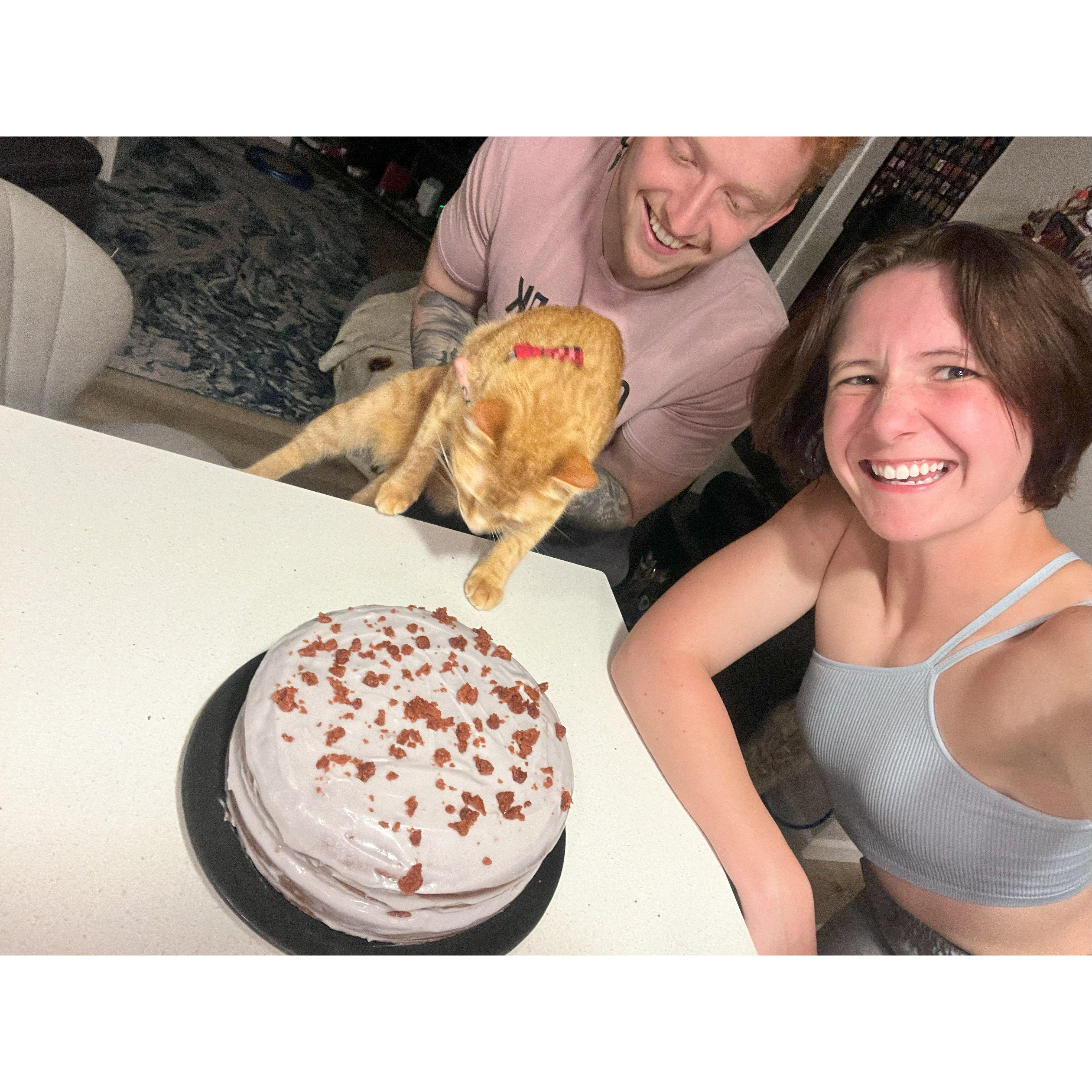 Our adventure challenge book had us make a cake while watching Napoleon Dynamite. Movie was alright, but the Minecraft cake that came of it was delicious!