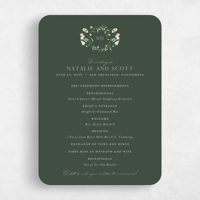 Green Rounded Wedding Program - Mirtillo