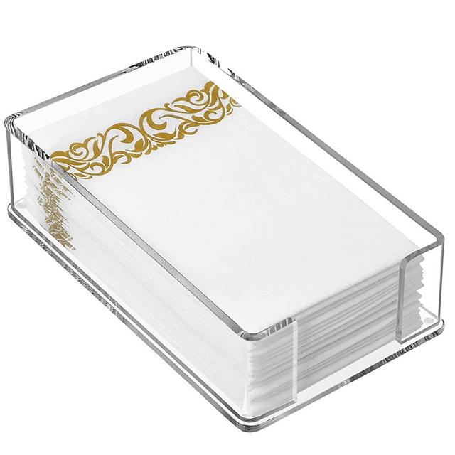 MaxGear Acrylic Guest Towel Napkin Holder, Clear Napkins Holder, Disposable Paper Hand Towels Holder for Bathroom, Kitchen, Parties, Weddings, Events, Guest Towels Storage Tray, 8 x 4.5 inches