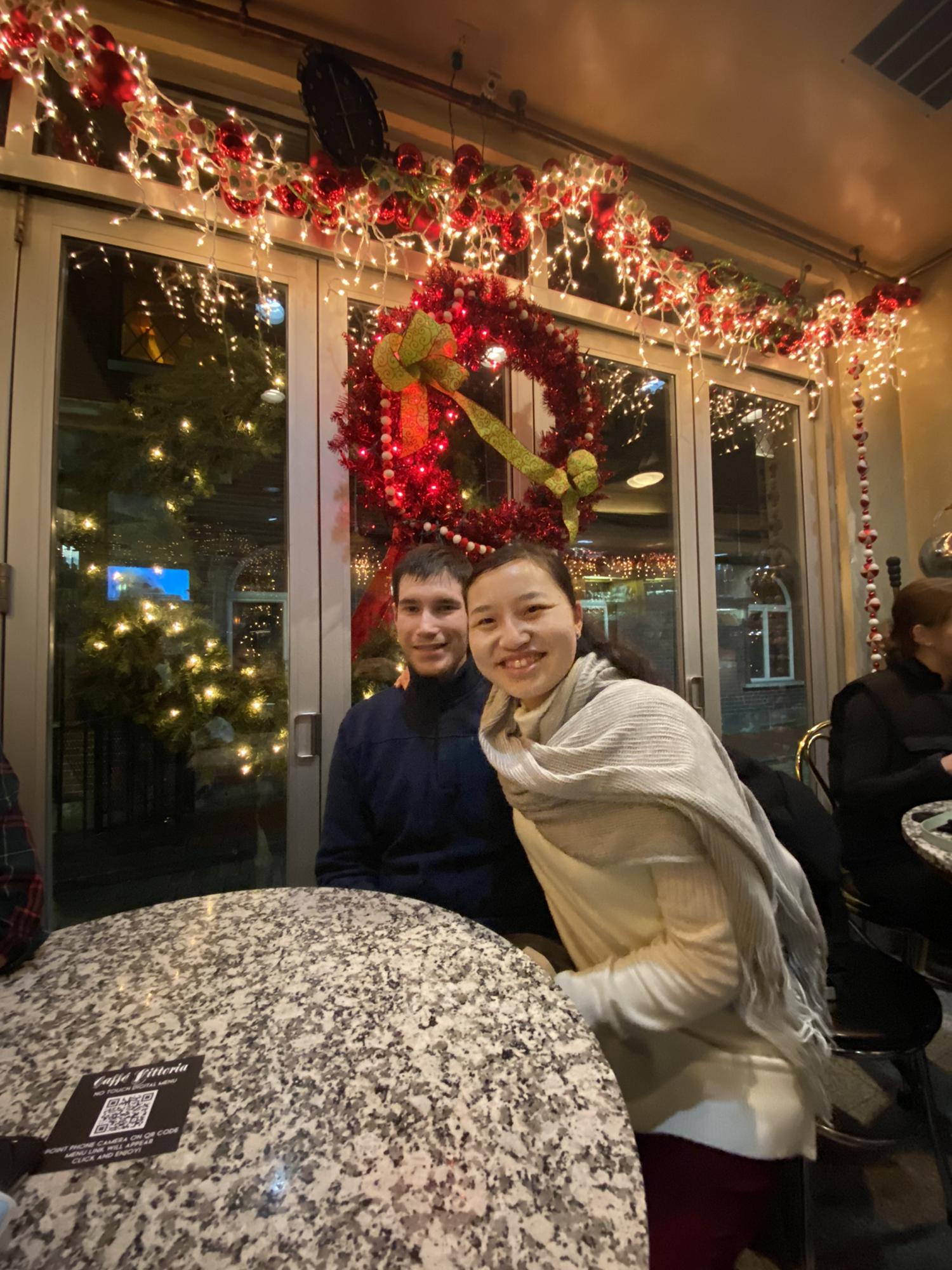 Photo taken at a cafe in the North End during a holiday stroll December 2021