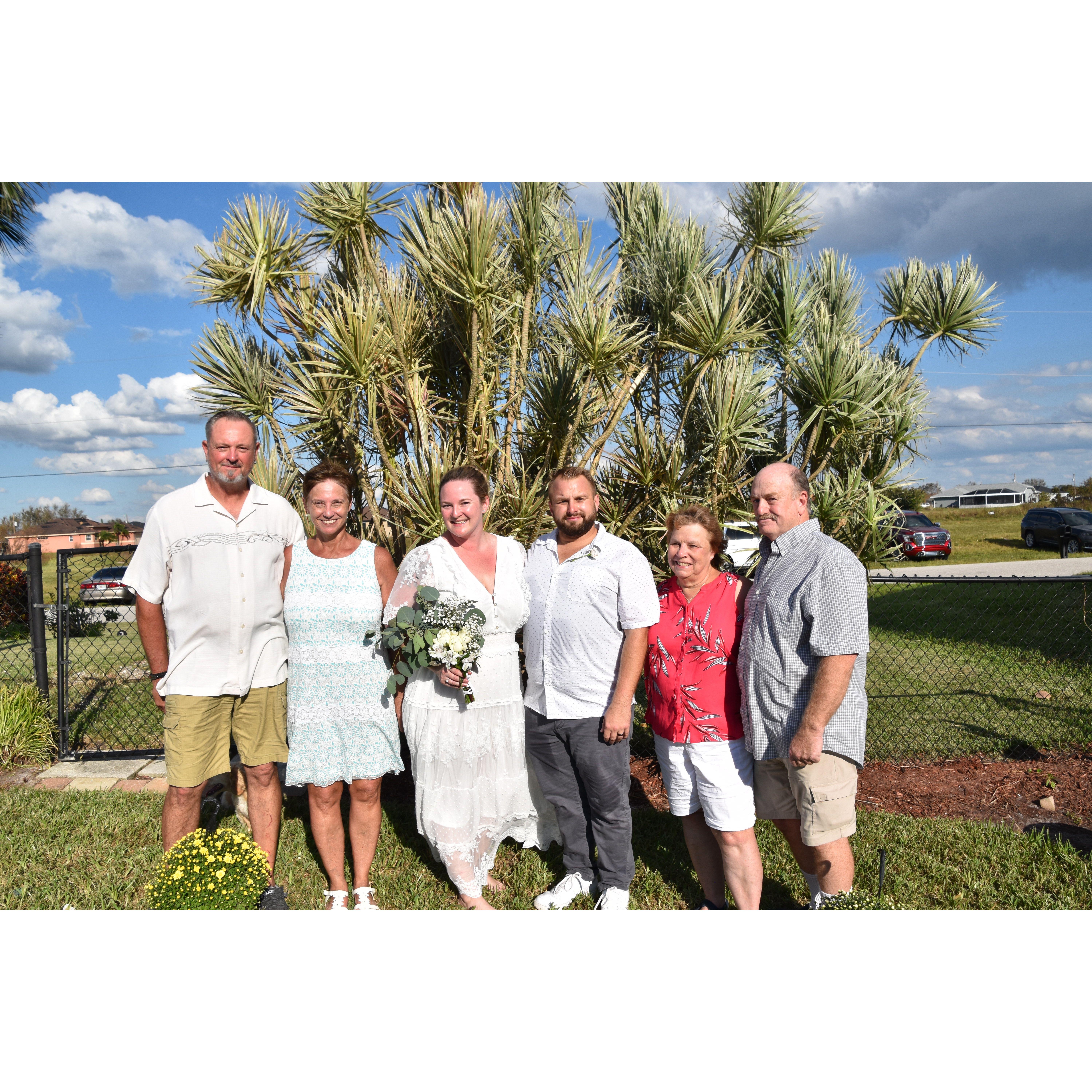 Bride and Groom with their families