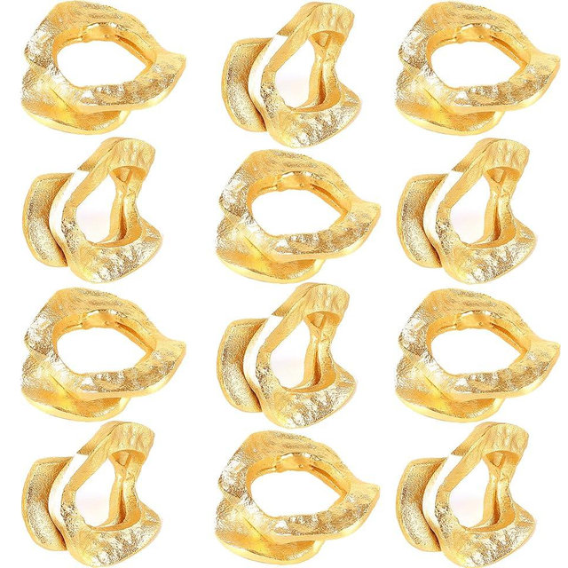 Napkin Ring Holders, Napkin Rings, Napkin Rings Set of 8, Napkin Ring Holders for Cloth Napkins, Round Serviette Rings, Napkin Ring Set, Napkin Ring Bulk - Golden