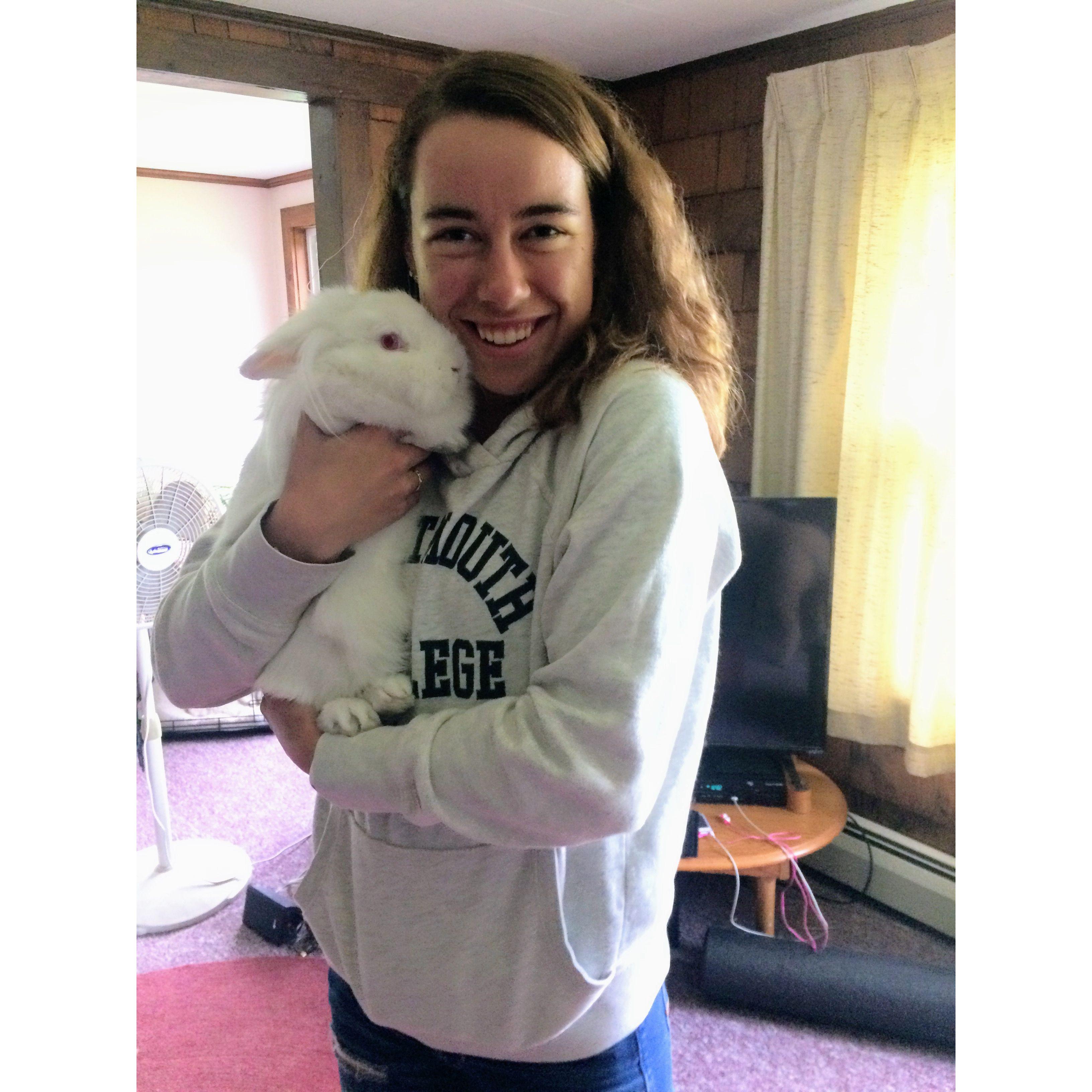 Katharine with the Call family bunny (may he rest in peace).