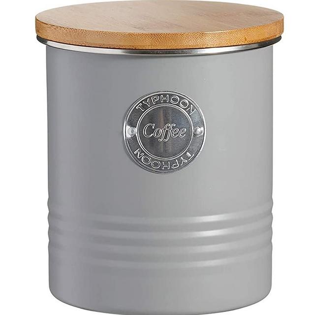 Typhoon Living Airtight Coffee Storage Canister with Bamboo Lid, Grey, 1 Litre