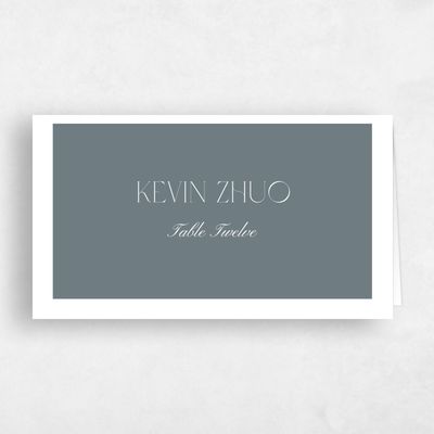 Steel Gray, Grey Wedding Place Card - Jet