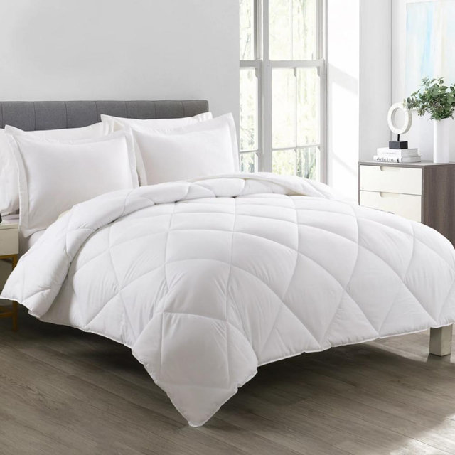 Lotus Home Diamond Stitch Comforter Set with Shams - White, KING