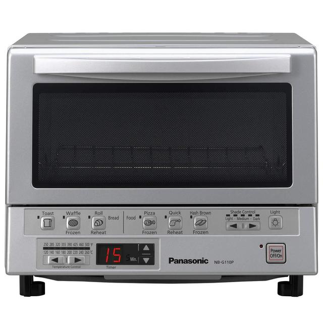 Panasonic Toaster Oven NB-G110P FlashXpress with Double Infrared Heating and Removable 9-Inch Inner Baking Tray, Silver, 1300W