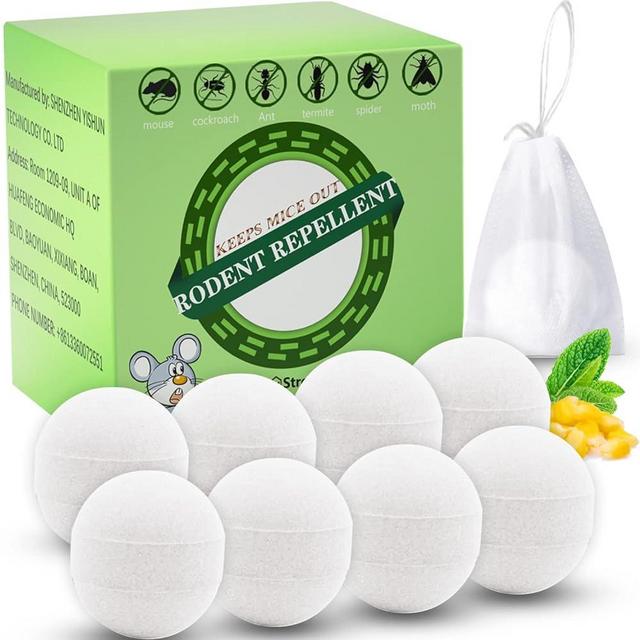 Moth Balls for Rodents, Peppermint Oil to Repel Mice and Rats, Rodent Repellent Balls, Mouse Repellent, Mint Squirre, Mice Away, Mint, for Outdoor, Indoors & Outdoors(8-Pack)
