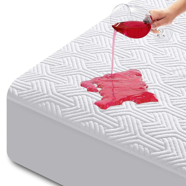 HYLEORY King Size Waterproof Mattress Protector Viscose Made from Bamboo Cooling Mattress Pad Cover Breathable Soft 3D Air Fabric Noiseless Washable Fitted Sheet with Deep Pocket Up to 21"