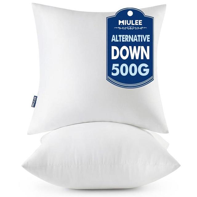 MIULEE Throw Pillows Inserts, Pack of 2 18x18 Inch 100% Virgin Fiber Filling Bed Couch Pillows