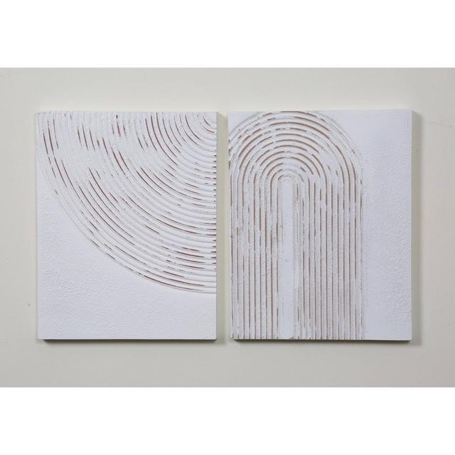Set of 2 Wooden Carved Wall Art White - Project 62™