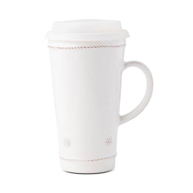 Juliska Berry & Thread Whitewash Travel Mug (with Silicone lid)