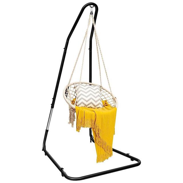 Giantex Adjustable Hammock Chair Stand, Height Adjust from 77" to 93", Heavy Duty Steel Stand for Hanging Chair Swing Chair, Suitable for Air Porch Outdoor Indoor