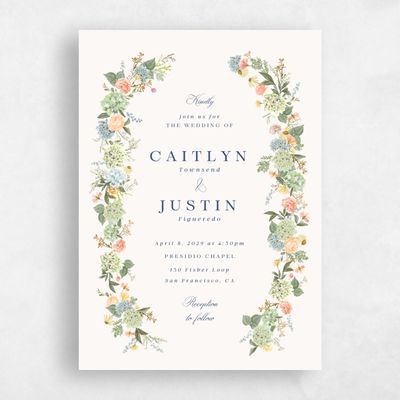 Beige Floral Wedding Invitation - Rosamund Classic