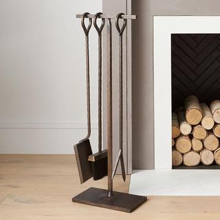 Antiqued Brass Fireplace Tool Set