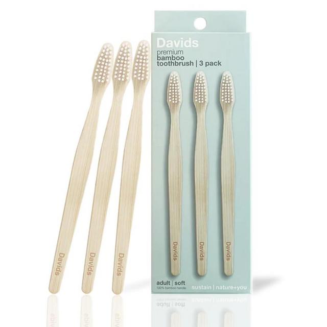 Davids Premium Bamboo Soft Bristle Toothbrush - 3 Pack | BPA Free, Eco-Friendly, Sustainable High Performance Bristles to Improve Oral Health Naturally | 100% Natural Bamboo Handle