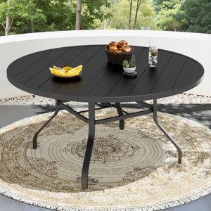 47'' Outdoor Round Metal Dining Table - Black