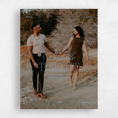 Denim Blue Wedding Save the Date - Solange Portrait