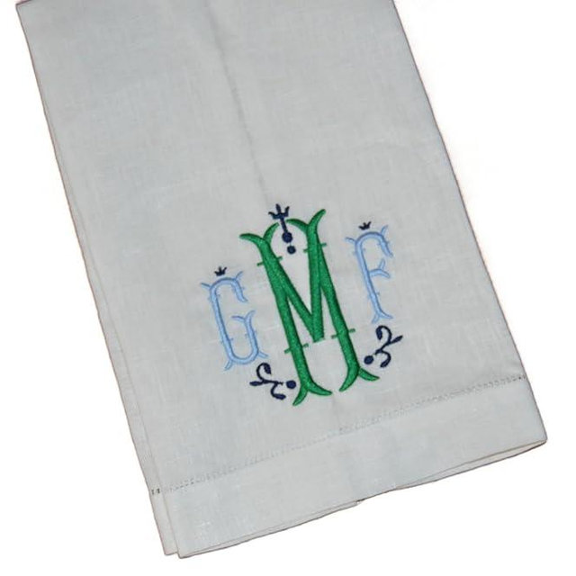 Personalized Linen Hand Towel Monogrammed Guest Towel Hemstitched