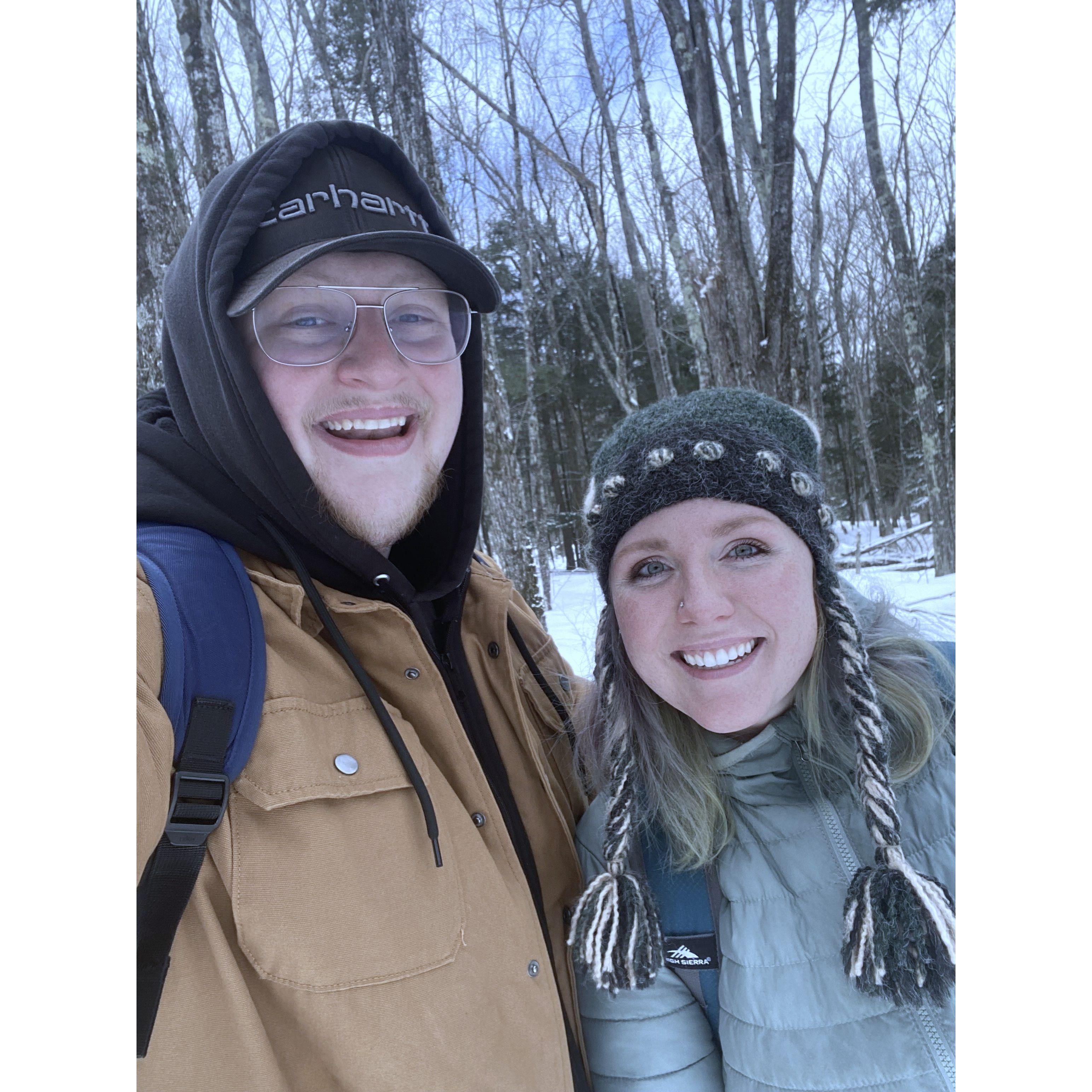 On our hike hours before our engagement!