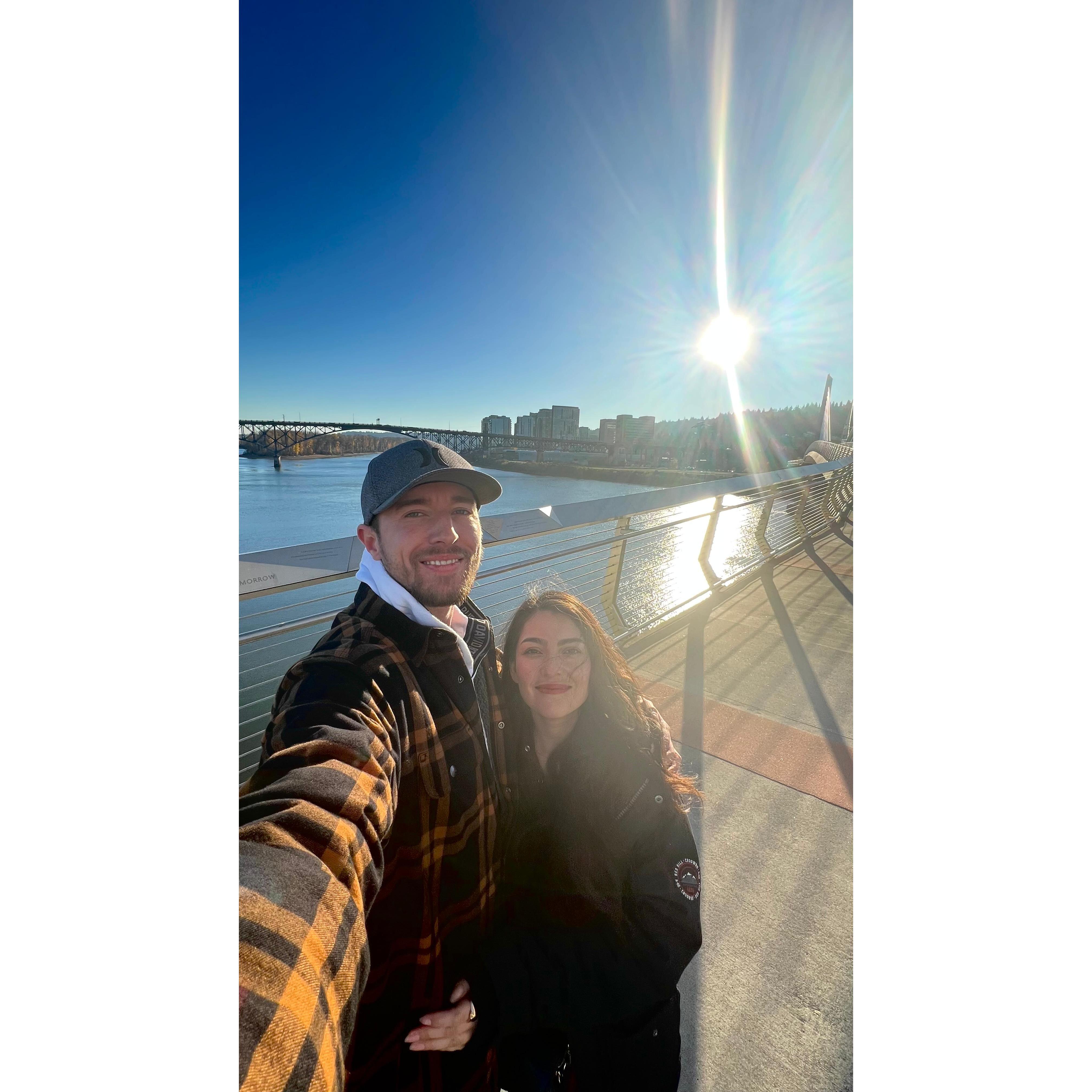 Portland Bridge. It was cold and windy but we did not let that stop us from taking pictures and enjoying the moment.