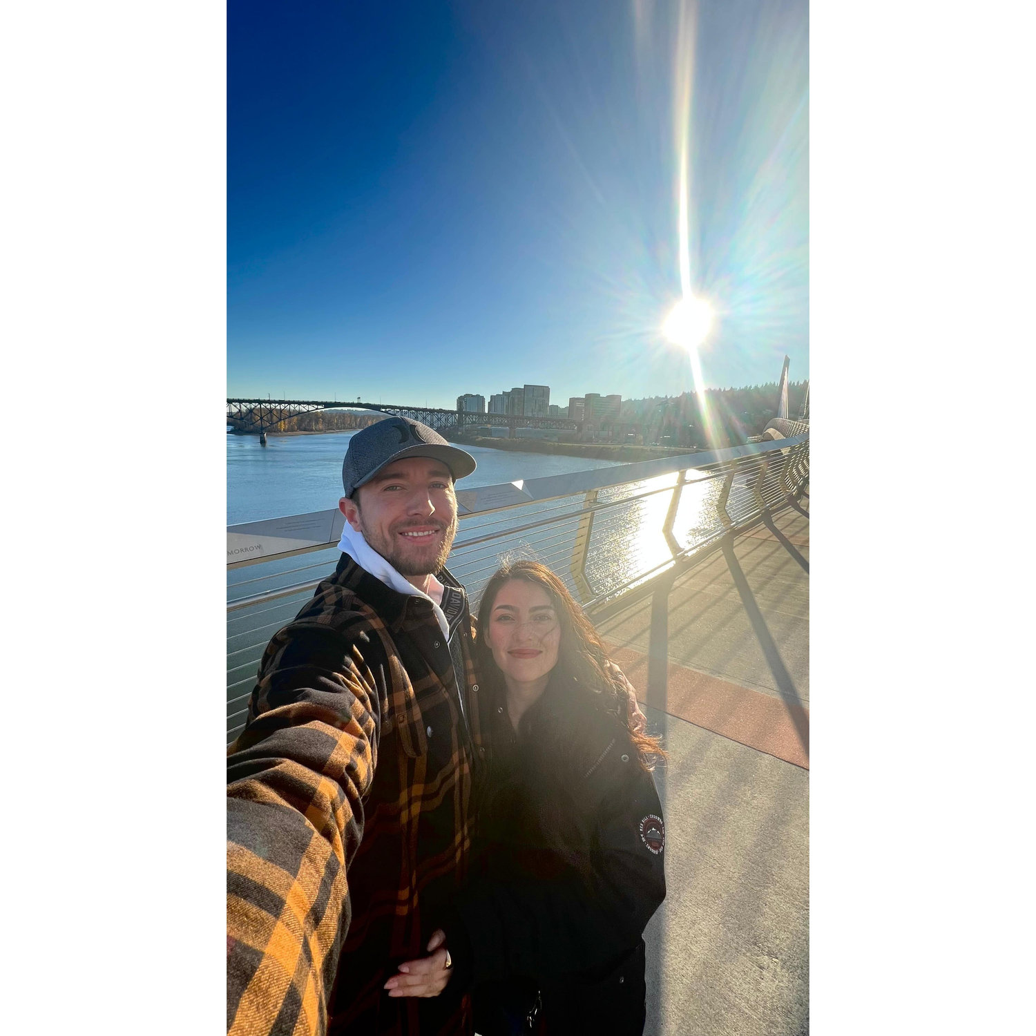 Portland Bridge. It was cold and windy but we did not let that stop us from taking pictures and enjoying the moment.