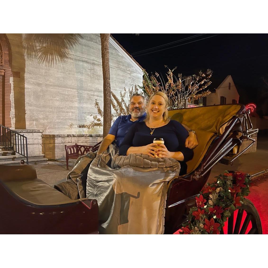 Our romantic carriage ride through the Night of Lights.