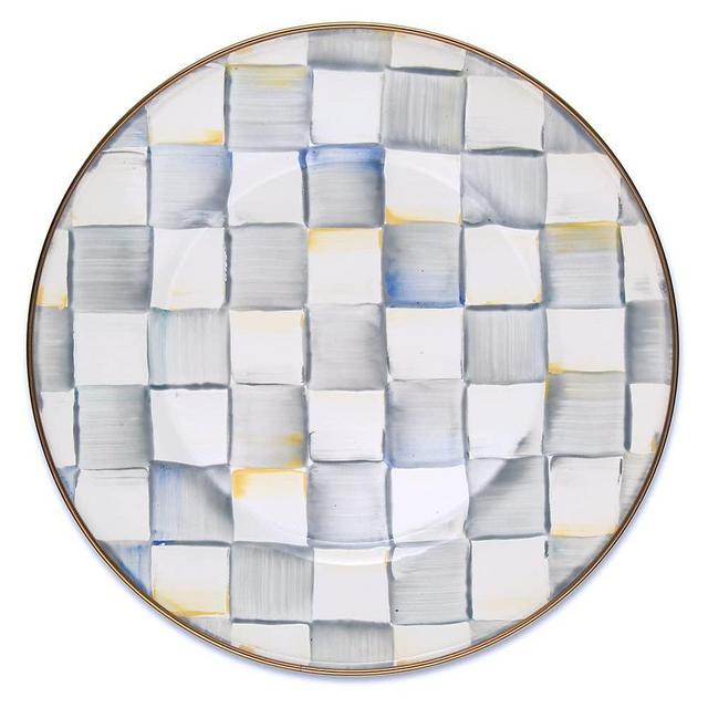 MACKENZIE-CHILDS Sterling Check Enamel Dinner Plate, Round Glass Plate, (10 Inch)