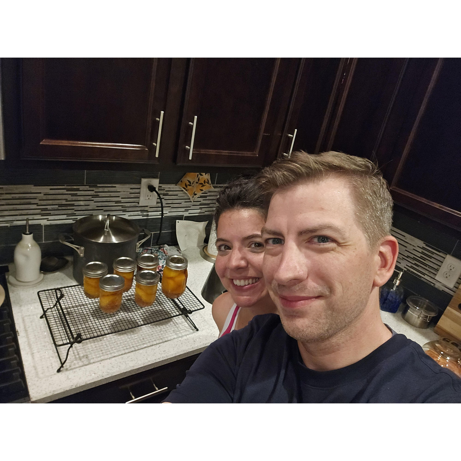 During peach season, we pickled and canned peaches — a first for both of us.