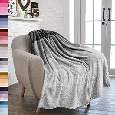 PAVILIA Flannel Fleece Ombre Throw Blanket for Couch | Super Soft Cozy Microfiber Couch Blanket | Gradient Decorative Accent Throw | All Season, 50x60 Inches Charcoal Grey