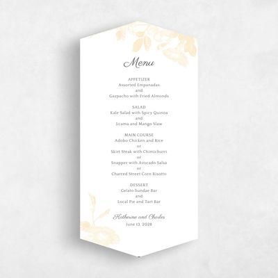 Yellow Diamond Wedding Menu - Heaven