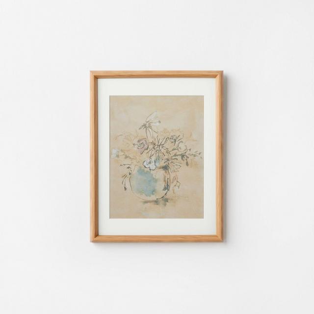 14" x 17" Antique Floral Matted Framed Wall Poster Under Glass - Threshold™ designed with Studio McGee