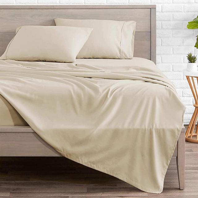 Bare Home King Sheet Set - 1800 Ultra-Soft Microfiber Bed Sheets - Double Brushed Breathable Bedding - Hypoallergenic – Wrinkle Resistant - Deep Pocket (King, Sand)