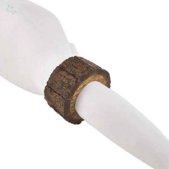 Saro Lifestyle Wood Bark Napkin Ring in Brown (Set of 4)