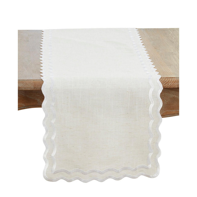Saro Lifestyle Scalloped Border Table Runner, 16" x 72"