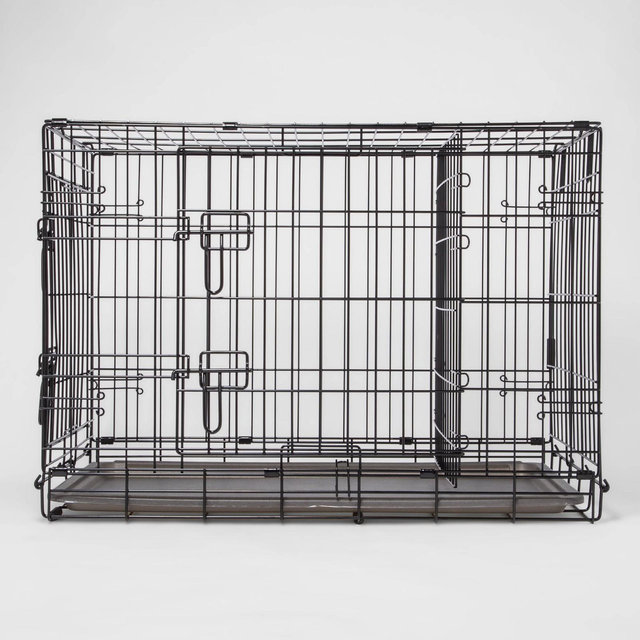 Wire Collapsible Dog Crate - L - Black - Boots & Barkley™