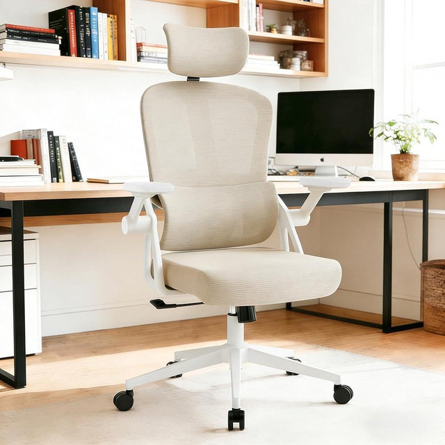 Ergonomic Office Chair - 350LB Comfy Desk Chairs with Adjustable Headrest and Lumbar Back Support, Mesh Computer Chairs with Wheels and Arms for Home Office, Study