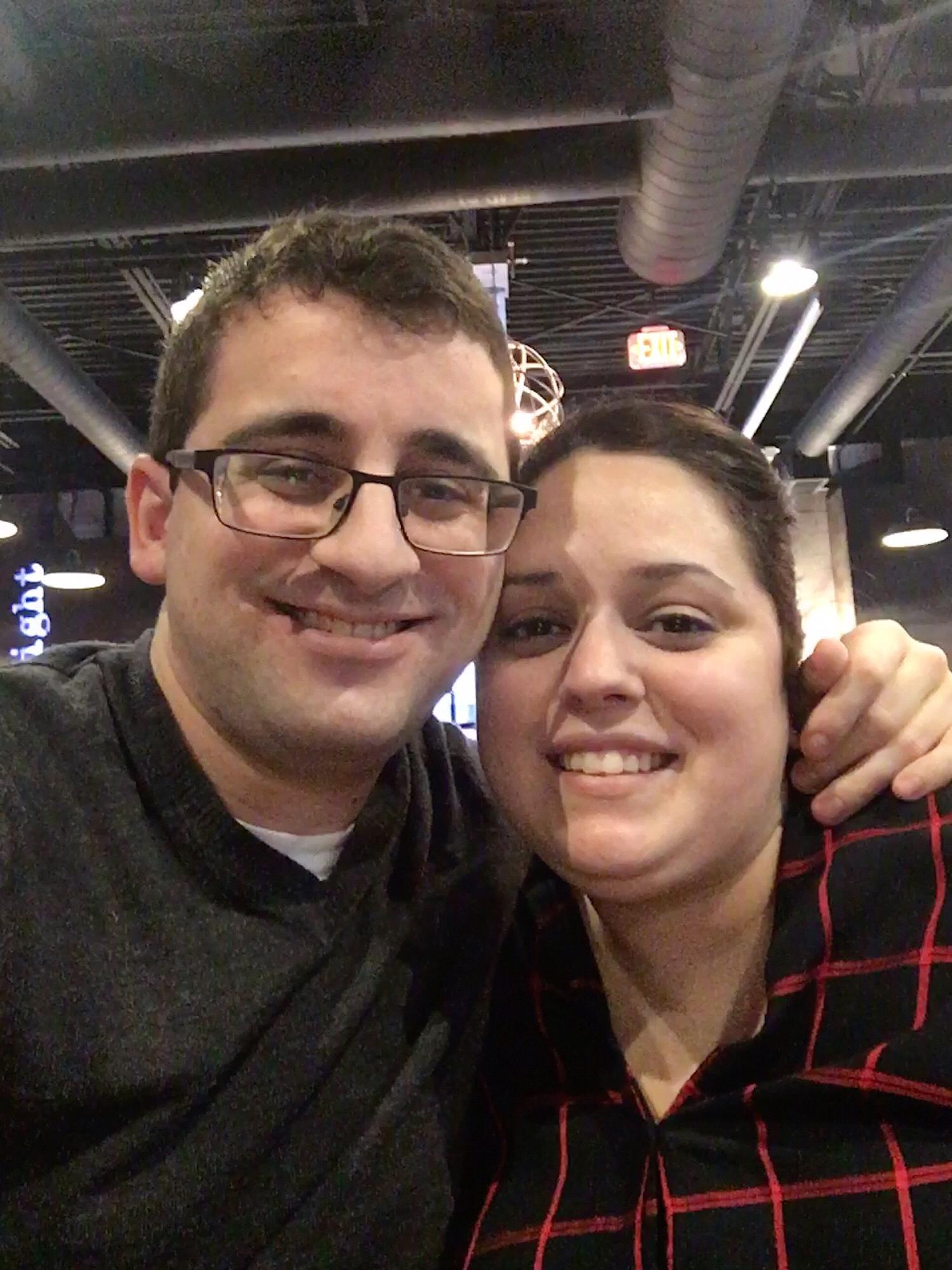 Our second photo together, which Sandy wishes was the first.