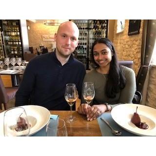 Lunch after biking our biking tour in Burgundy. Still getting used to being engaged :)