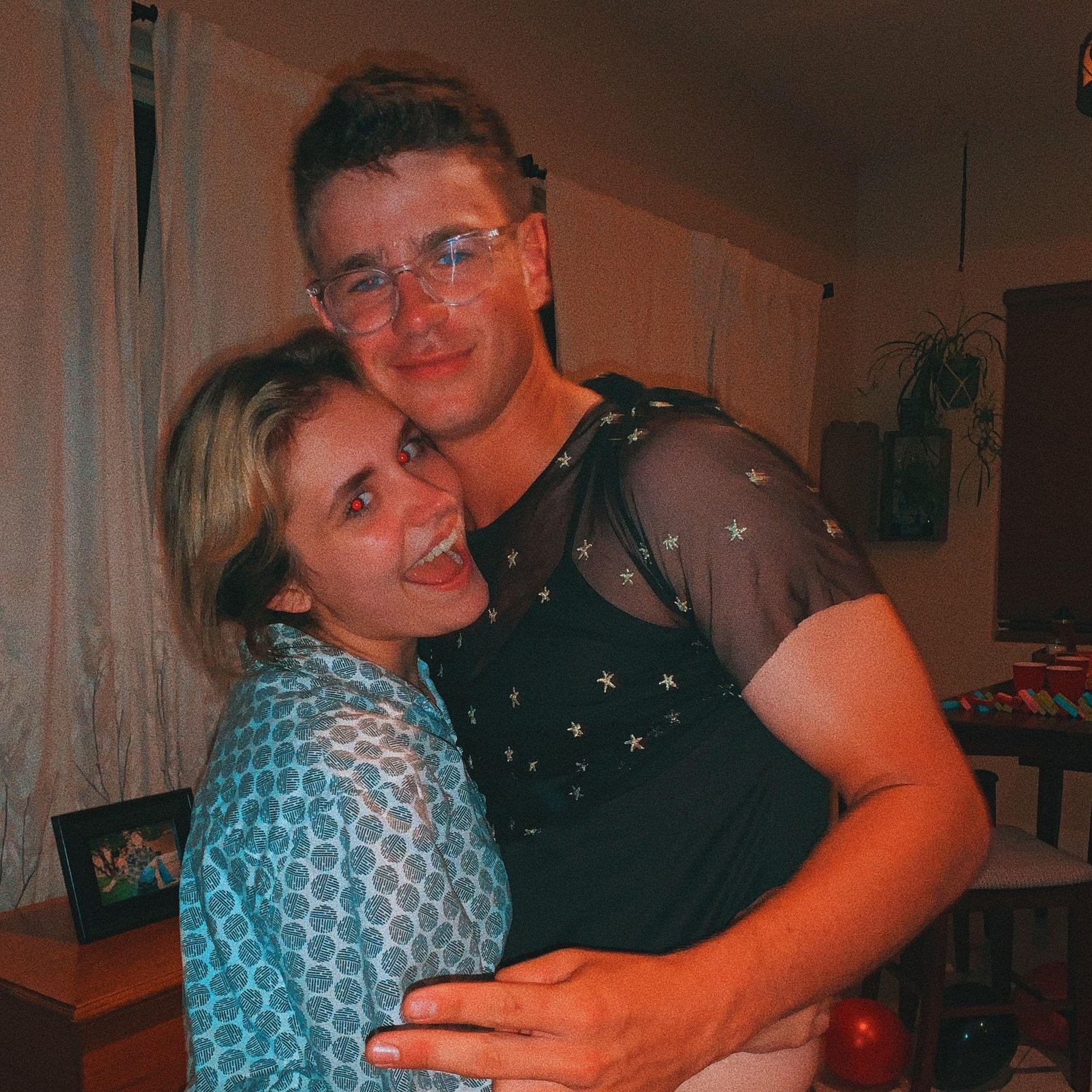 We went to a mutual friends house for a graduation party, where we had to switch shirts for a game! It was Lauren's first high school party! (Lame, I know!)