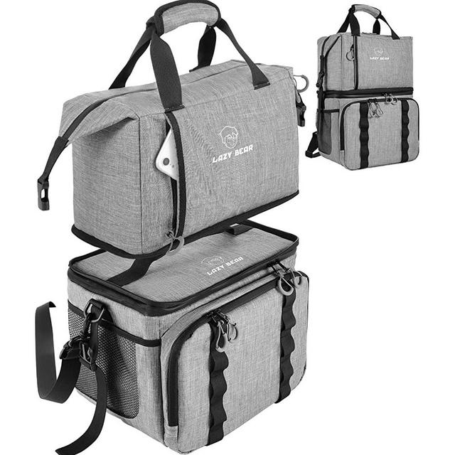 Lazy Bear Cooler Backpack Keeps 30 Cans Cold for 24 Hours Waterproof Leak Proof Soft Double Layer Detachable Multifunctional Insulated Fishing Shopping Camping Road Trips