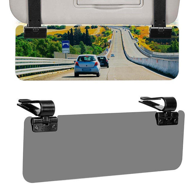 JOYTUTUS Sun Visor Extender for Cars, Polarized Sun Visor Extender Universal Sun Blocker UV400, Adjustable Visor Extension for Car Visor,Double-Clip,Anti Glare Stray Light