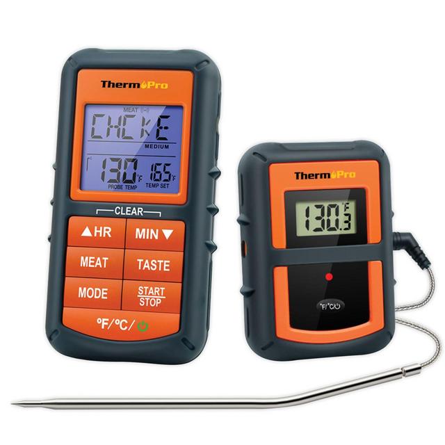 ThermoPro® TP07 2-Piece Digital Wireless Meat Thermometer in Orange