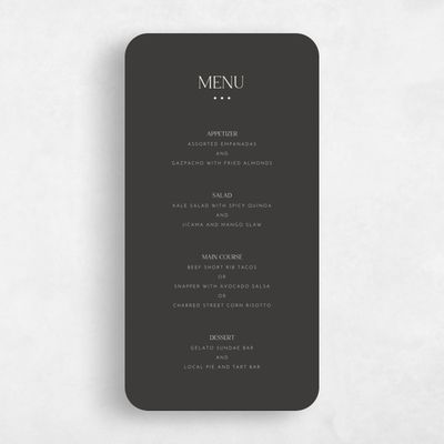 Grey Rounded Wedding Menu - Sharpe