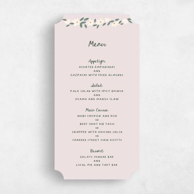 Pink Ticket Wedding Menu - Marguerite