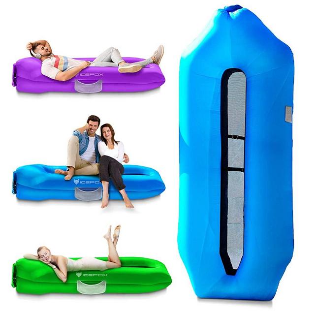 IceFox Inflatable Couch, Pool Floats, Inflatable Lounger& Anti-Air Leaking Design-Ideal Air Sofa, Cool Inflatable Beach Chair for Hiking Gear & Music Festivals…