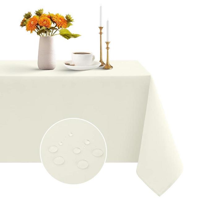Romanstile Rectangle Tablecloth - Waterproof and Wrinkle Resistant Washable Polyester Table Cloth for Kitchen Dining/Party/Wedding Indoor and Outdoor Use (60 x 102 inch, Ivory)