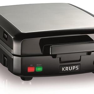 KRUPS Belgian Waffle Maker, Waffle Maker with Removable Plates, 4 Slices, Black and Silver